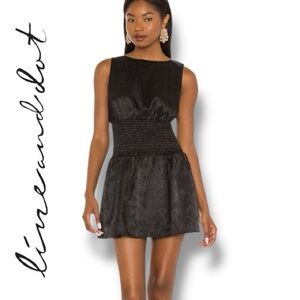 Line and Dot x Revolve Valerie Dress Open Back Mini in Black LBD Satin | Sz M